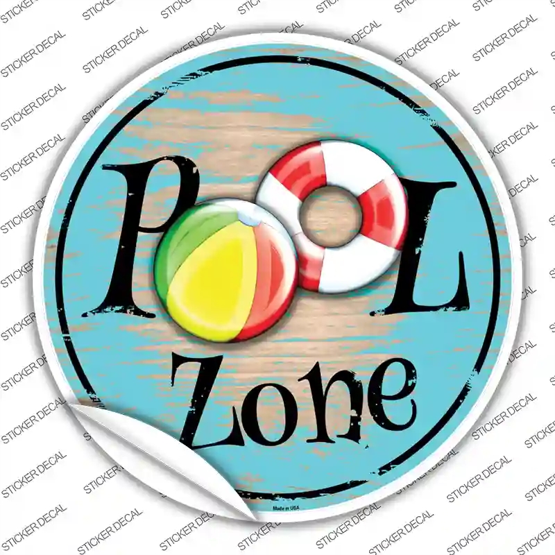 C-891s-XL Pool Zone Novelty Circle Sticker Decal - Extra Large
