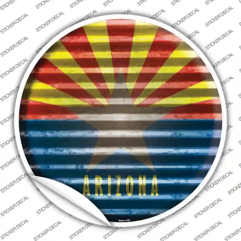 C-913s-L Arizona Flag Corrugated Novelty Circle Sticker Decal - Large