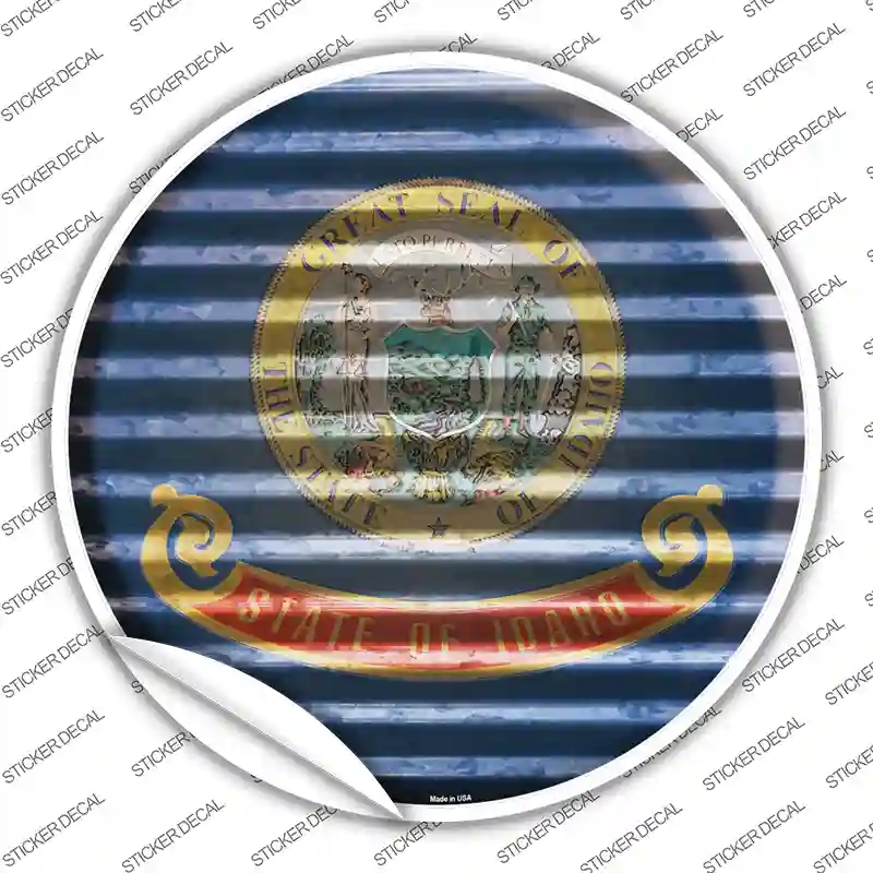 C-922s-L Idaho Flag Corrugated Novelty Circle Sticker Decal - Large