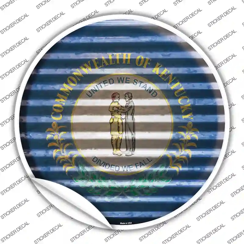 C-927s-L Kentucky Flag Corrugated Novelty Circle Sticker Decal - Large
