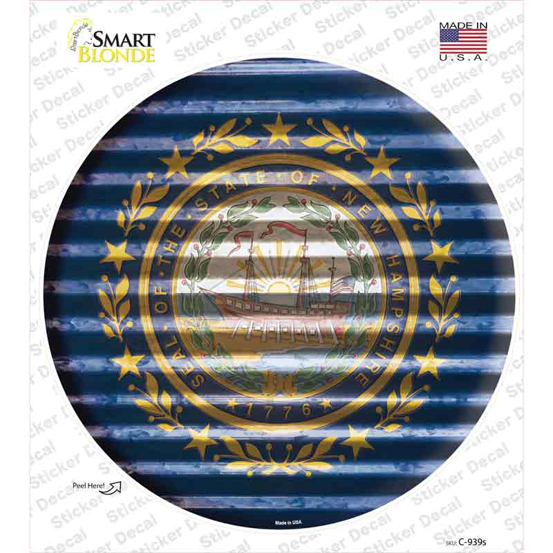C-939s-M   Hampshire Flag Corrugated Novelty Circle Sticker Decal - Medium