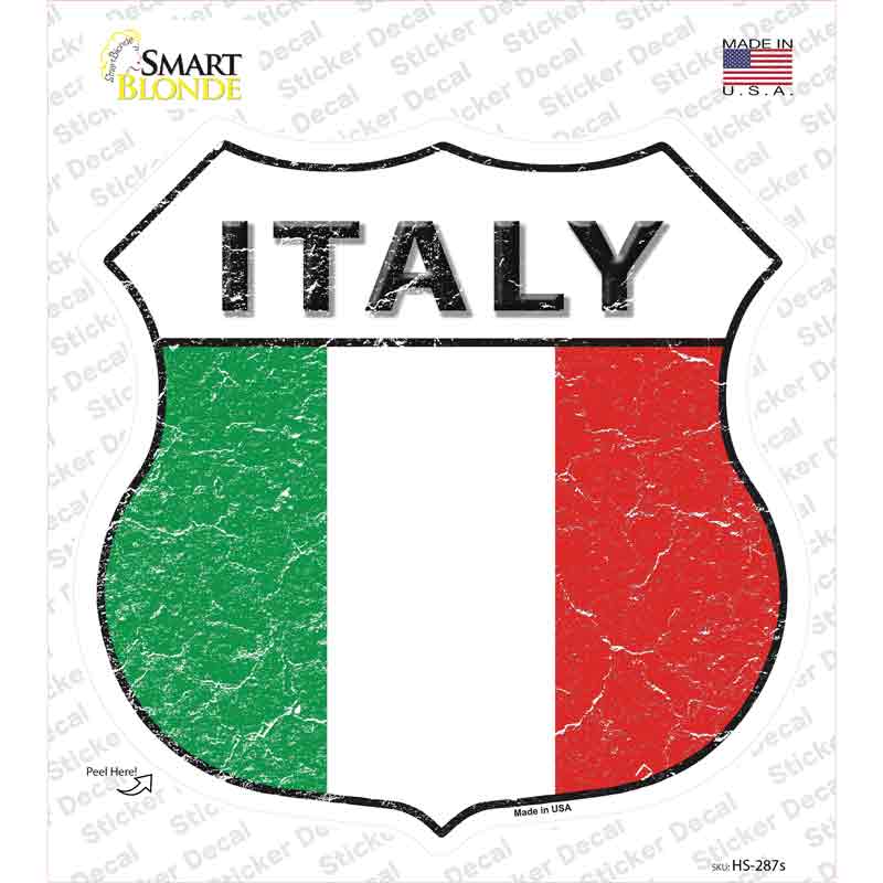 HS-287s-M Italy Flag Novelty Highway Shield Sticker Decal - Medium
