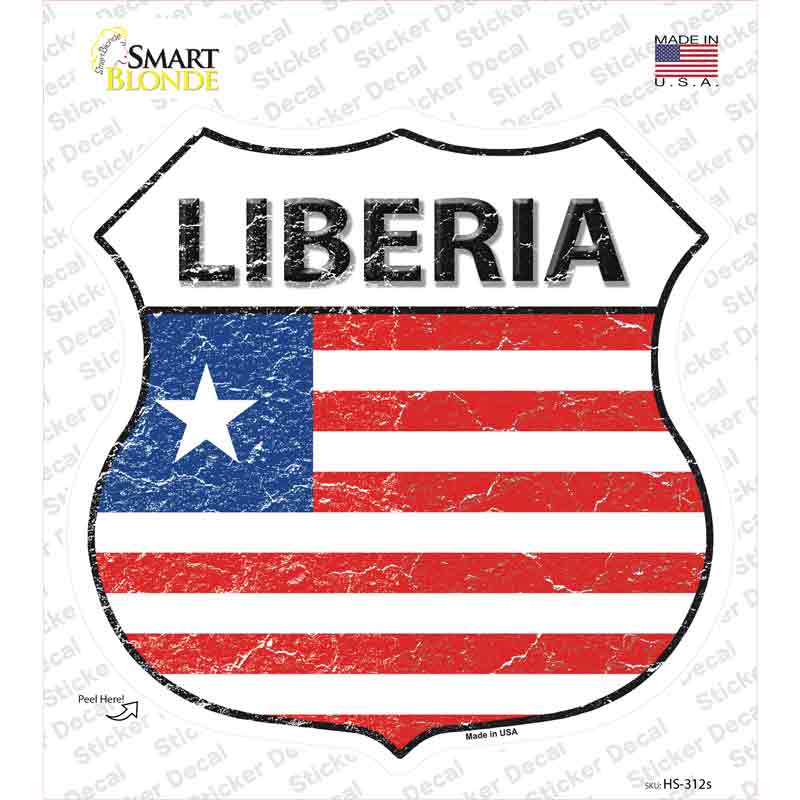 HS-312s-M Liberia Flag Novelty Highway Shield Sticker Decal - Medium