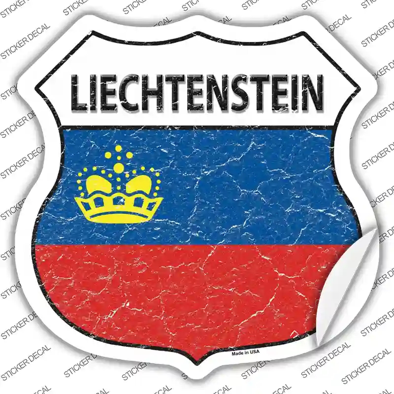 HS-314s-S Liechtenstein Flag Novelty Highway Shield Sticker Decal - Small