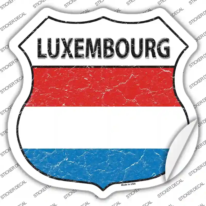 HS-316s-L Luxembourg Flag Novelty Highway Shield Sticker Decal - Large