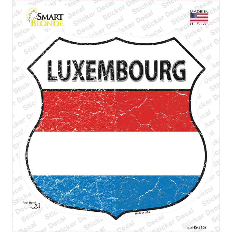 HS-316s-M Luxembourg Flag Novelty Highway Shield Sticker Decal - Medium