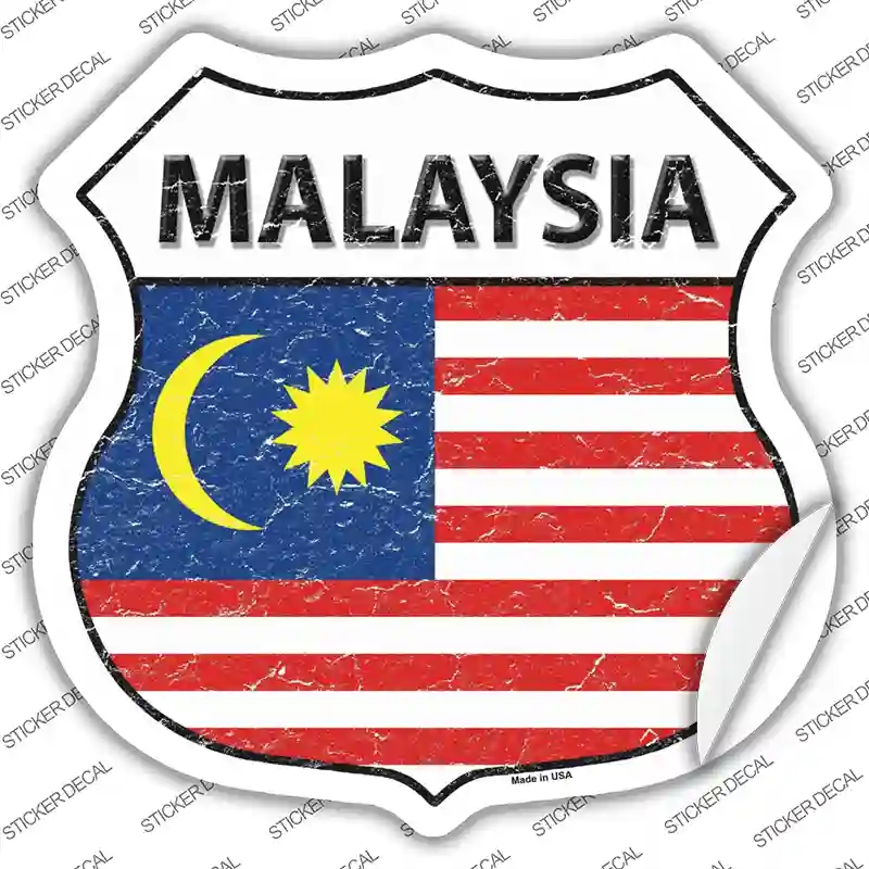 HS-322s-S Malaysia Flag Novelty Highway Shield Sticker Decal - Small