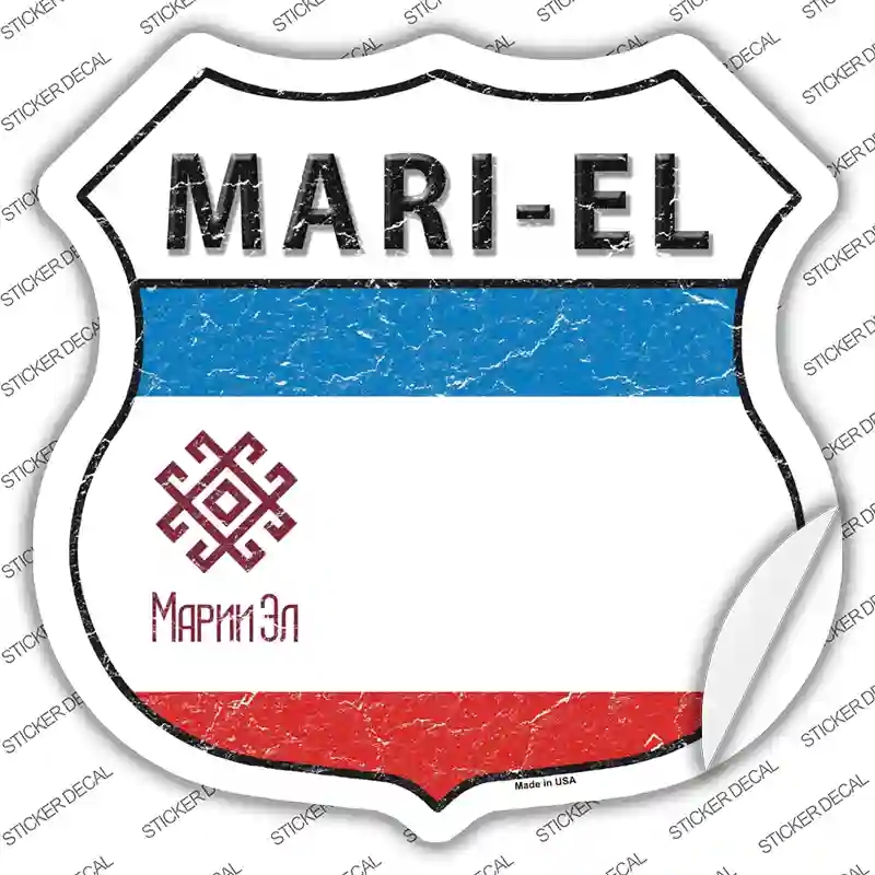 HS-326s-L Mari-el Flag Novelty Highway Shield Sticker Decal - Large