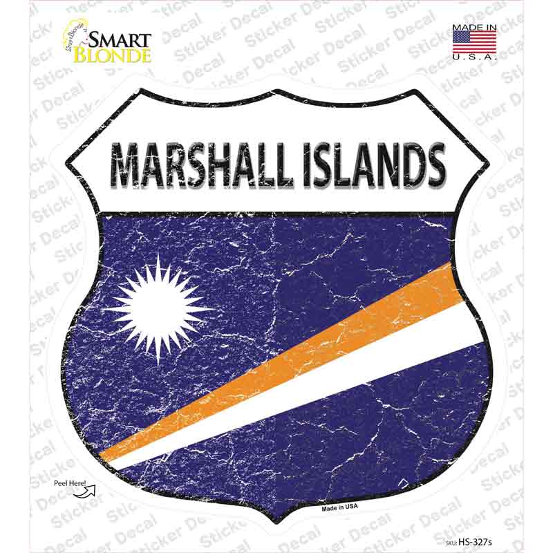 HS-327s-M Marshall Islands Flag Novelty Highway Shield Sticker Decal - Medium