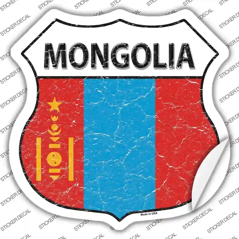 HS-337s-S Mongolia Flag Novelty Highway Shield Sticker Decal - Small