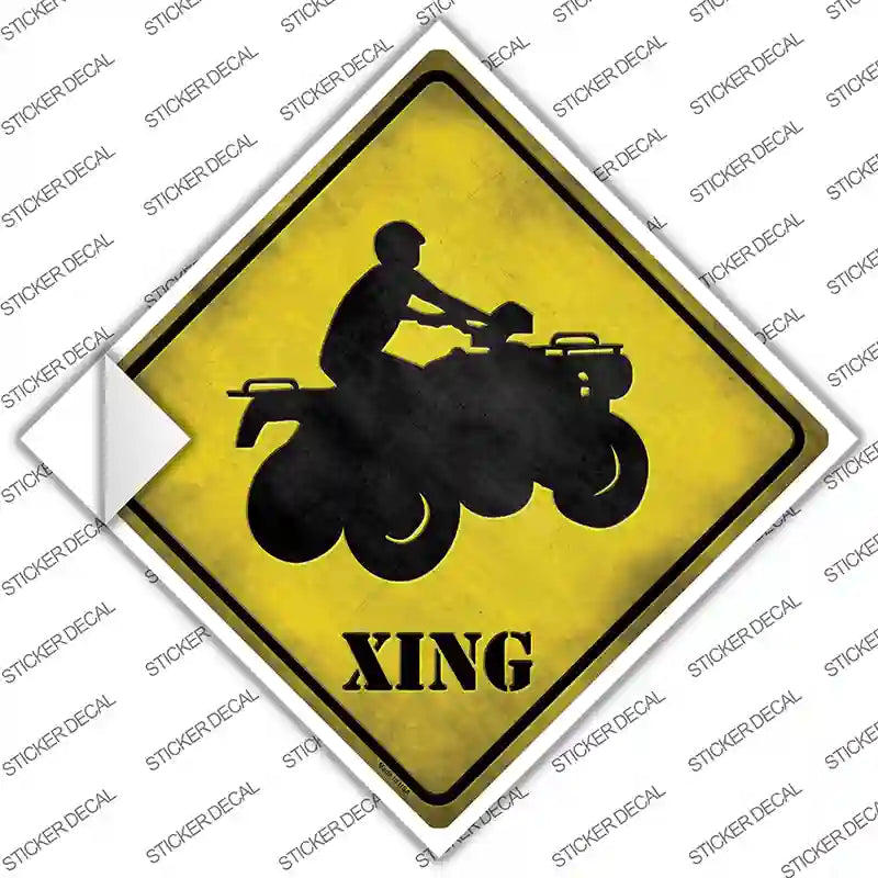 CX-096s-L 4 Wheeler Xing Novelty Diamond Sticker Decal - Large