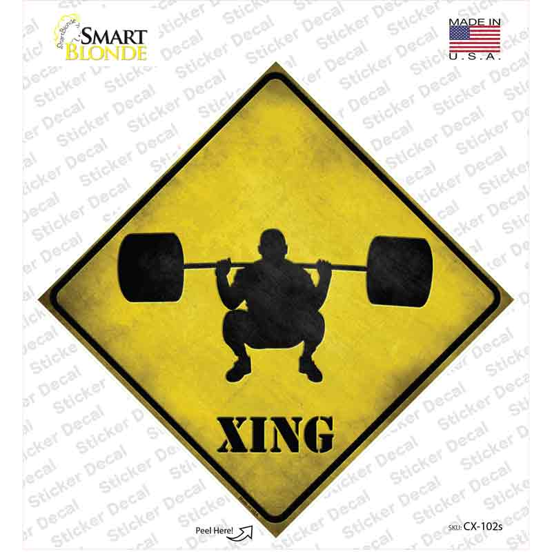CX-102s-M Weight Lifting Xing Novelty Diamond Sticker Decal - Medium