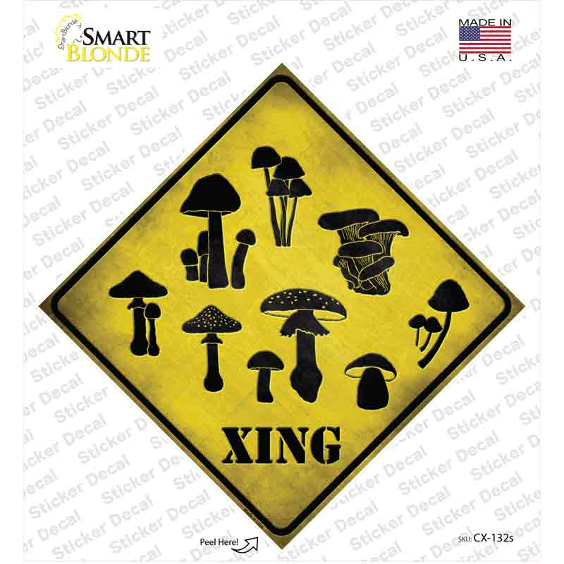 CX-132s-M Mushrooms Xing Novelty Diamond Sticker Decal - Medium