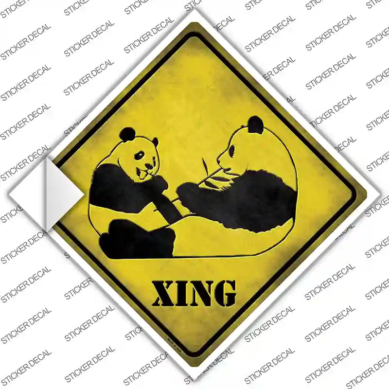 CX-134s-L Pandas Xing Novelty Diamond Sticker Decal - Large