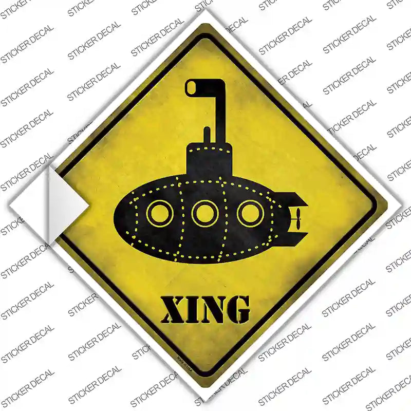 CX-152s-S Cartoon Submarine Xing Novelty Diamond Sticker Decal - Small