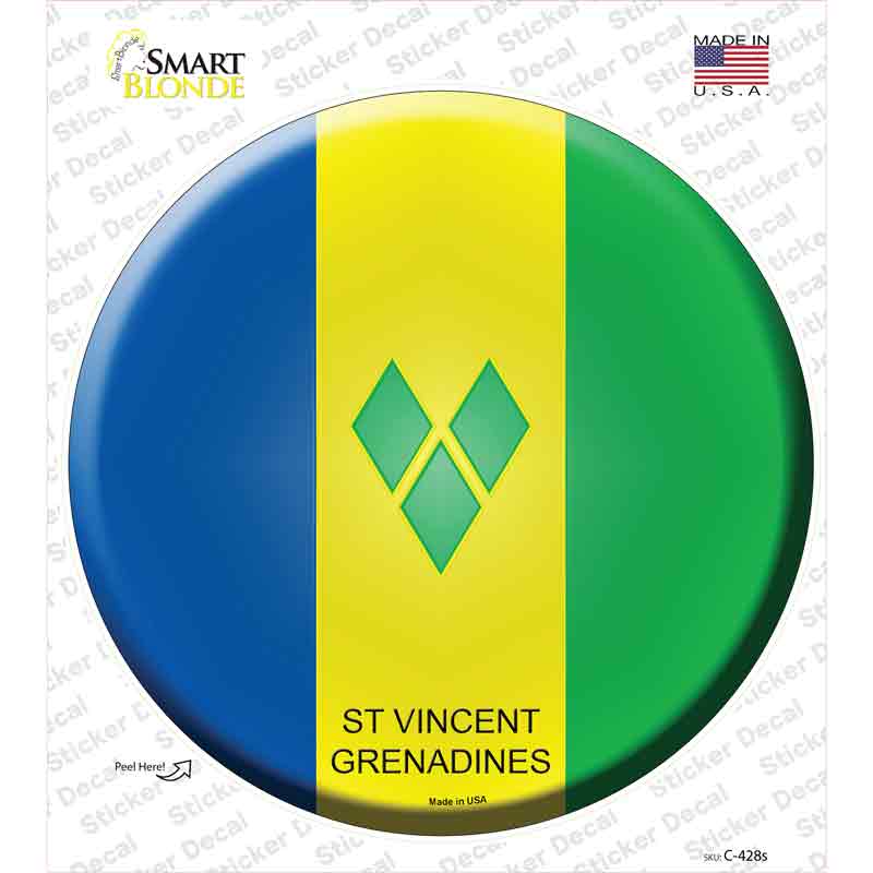 C-428s-M St Vincent Grenadines Country Novelty Circle Sticker Decal - Medium