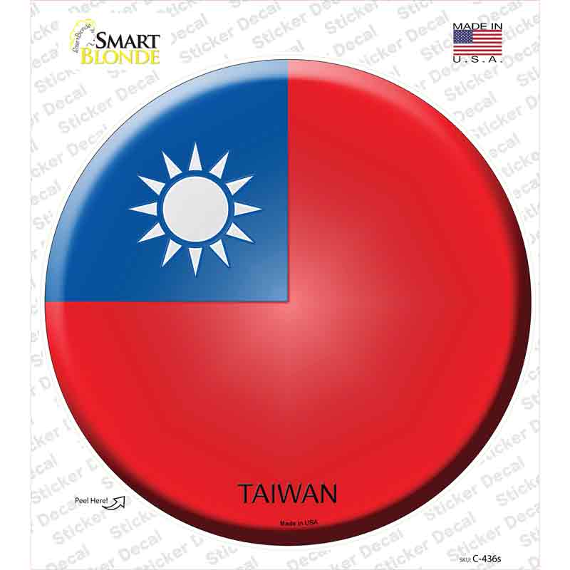 C-436s-M Taiwan Country Novelty Circle Sticker Decal - Medium