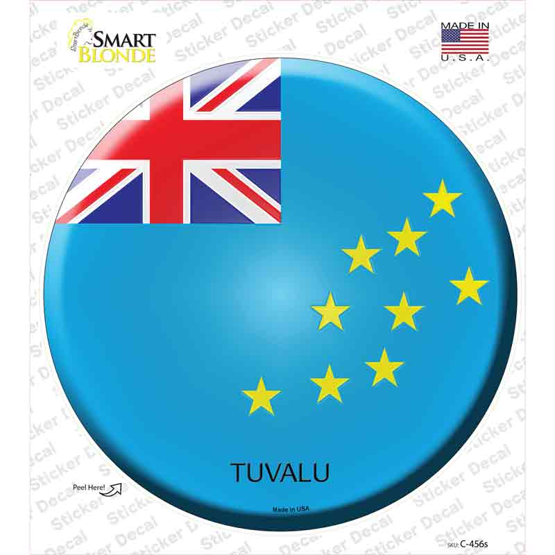C-456s-M Tuvalu Country Novelty Circle Sticker Decal - Medium