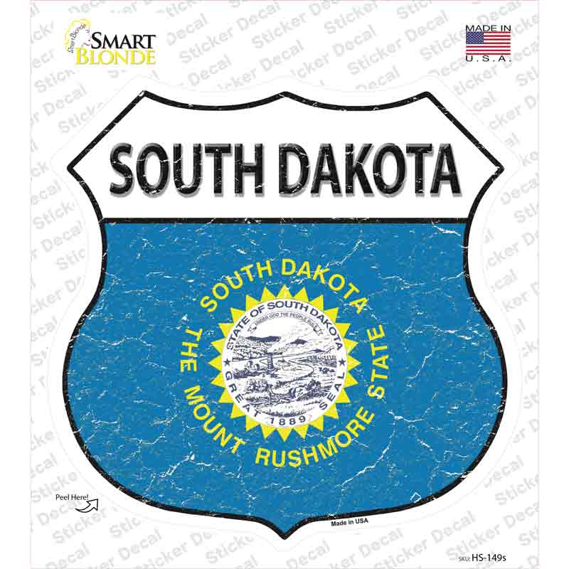 HS-149s-M South Dakota Flag Novelty Highway Shield Sticker Decal - Medium