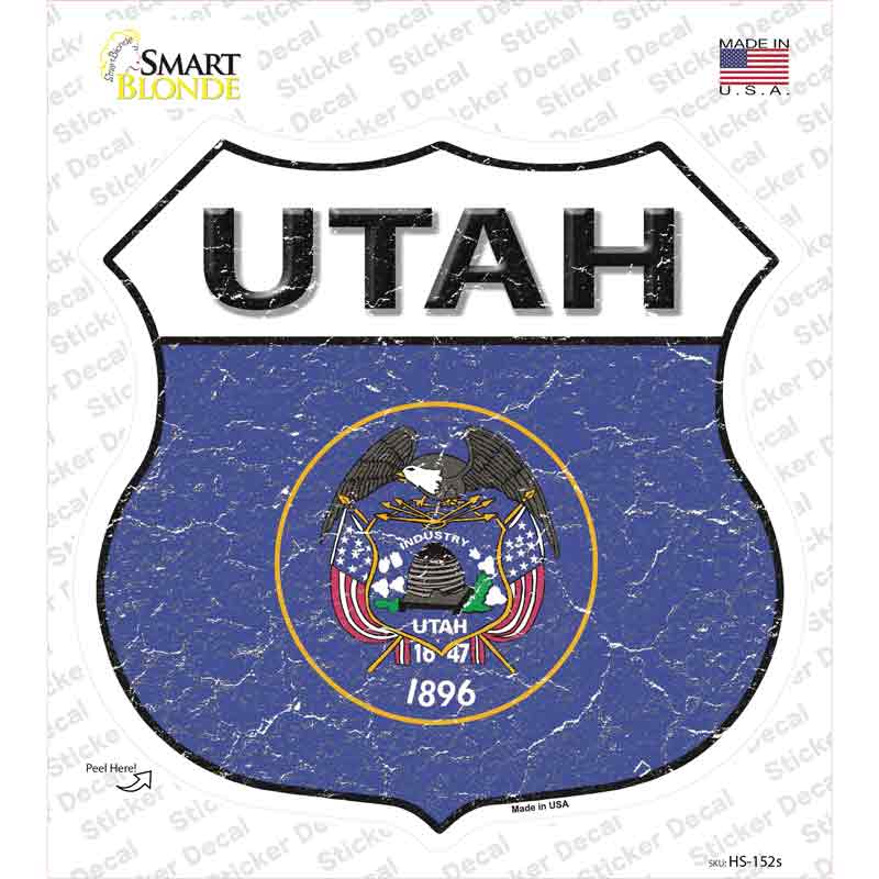 HS-152s-M Utah Flag Novelty Highway Shield Sticker Decal - Medium