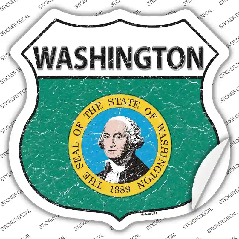 HS-155s-XL Washington Flag Novelty Highway Shield Sticker Decal - Extra Large
