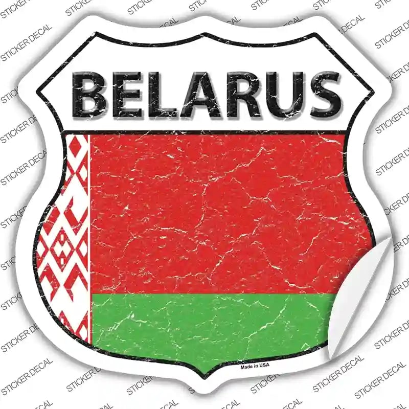 HS-184s-XL Belarus Flag Novelty Highway Shield Sticker Decal - Extra Large