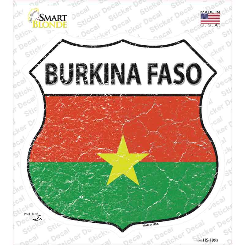 HS-199s-M Burkina Faso Flag Novelty Highway Shield Sticker Decal - Medium