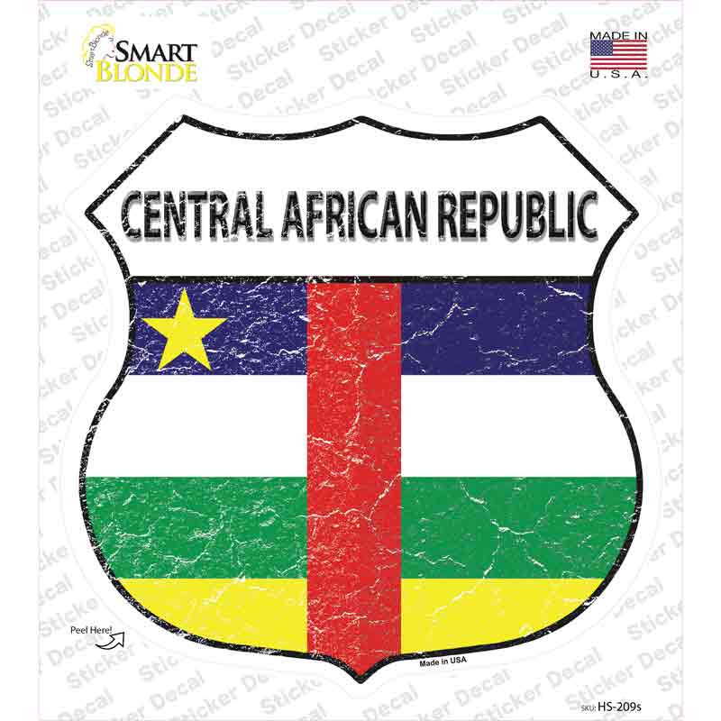 HS-209s-M Central African Republic Flag Novelty Highway Shield Sticker Decal - Medium
