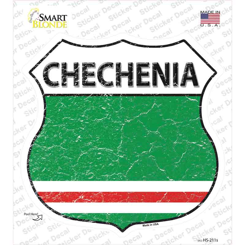 HS-211s-M Chechenia Flag Novelty Highway Shield Sticker Decal - Medium