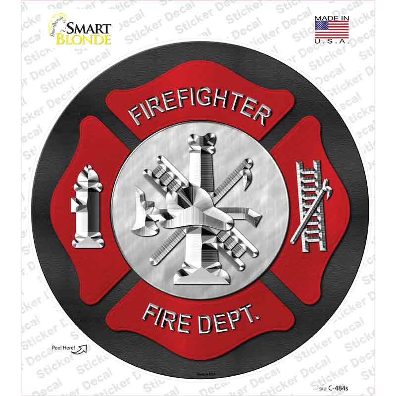 C-484s-M Firefighter Novelty Circle Sticker Decal - Medium