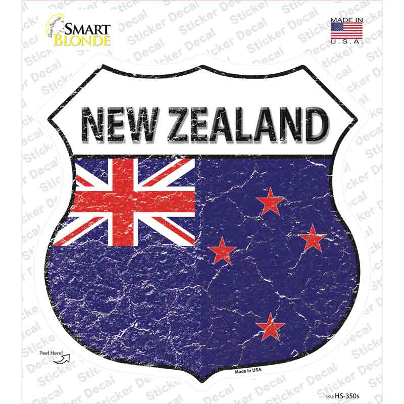 HS-350s-M   Zealand Flag Novelty Highway Shield Sticker Decal - Medium