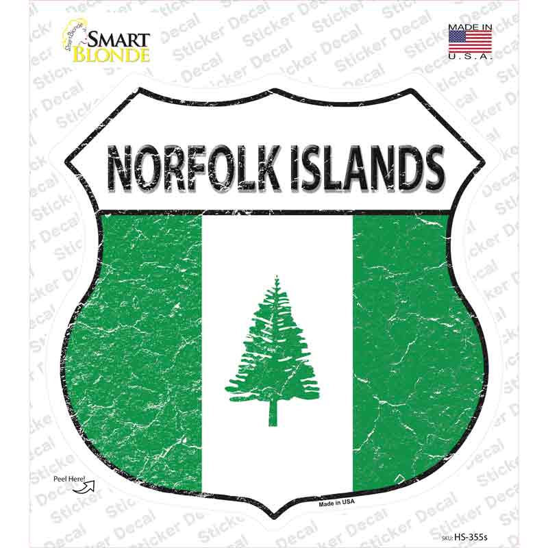 HS-355s-M Norfolk Islands Flag Novelty Highway Shield Sticker Decal - Medium
