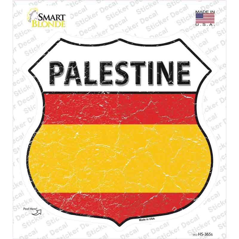 HS-365s-M Palestine Flag Novelty Highway Shield Sticker Decal - Medium
