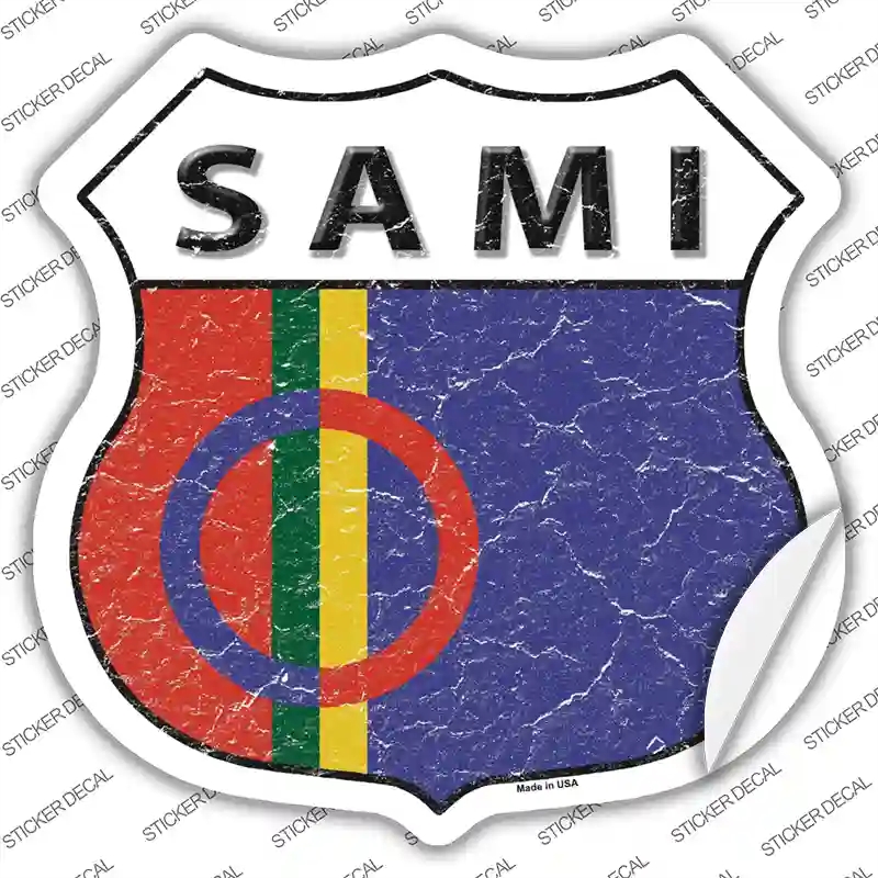 HS-380s-S Sami Flag Novelty Highway Shield Sticker Decal - Small