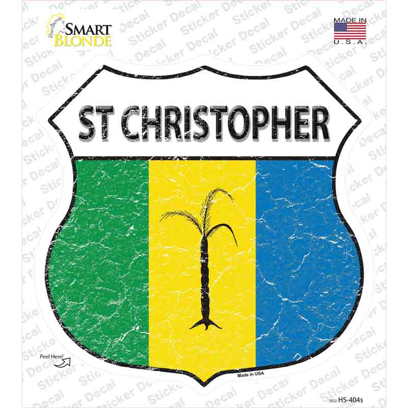HS-404s-M St Christopher Flag Novelty Highway Shield Sticker Decal - Medium