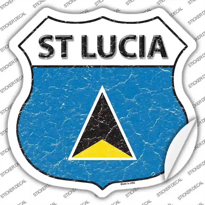 HS-407s-S St Lucia Flag Novelty Highway Shield Sticker Decal - Small