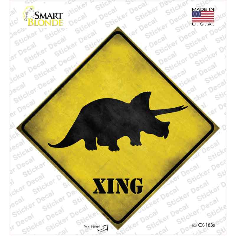 CX-183s-M Triceratops Xing Novelty Diamond Sticker Decal - Medium