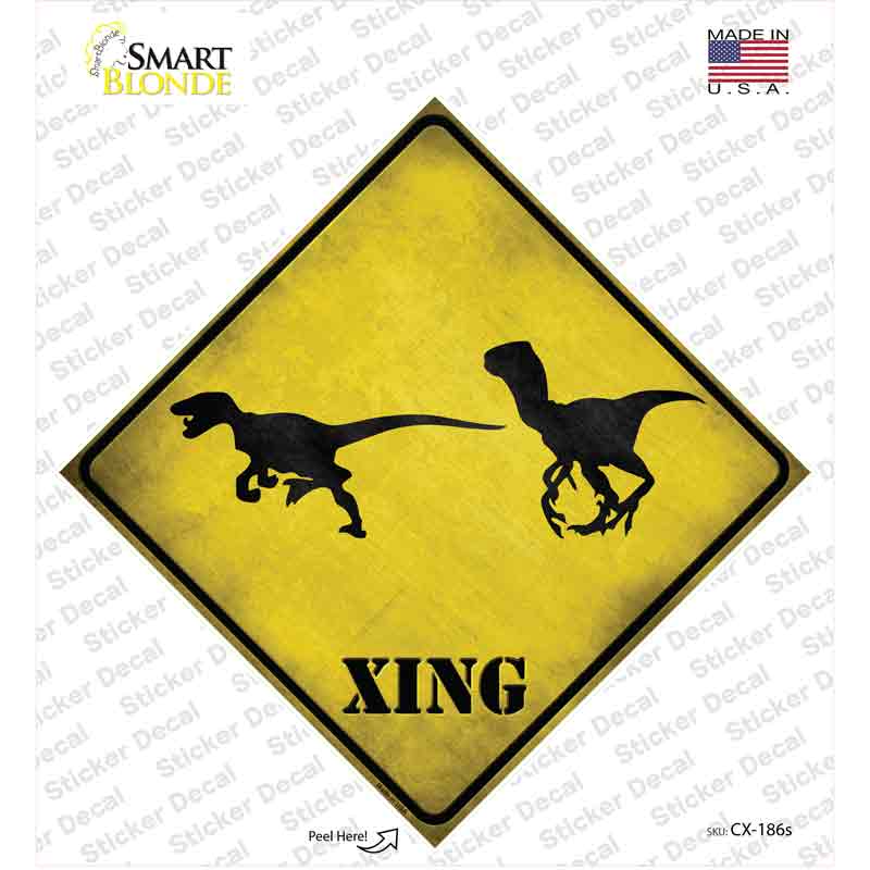 CX-186s-M Velociraptors Xing Novelty Diamond Sticker Decal - Medium