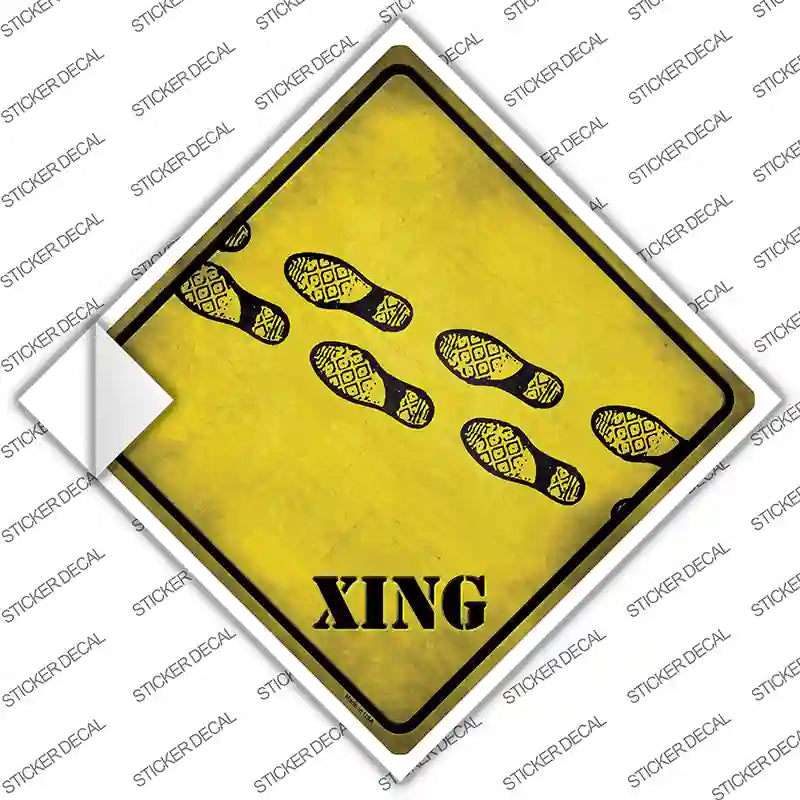CX-196s-L Footprints Xing Novelty Diamond Sticker Decal - Large