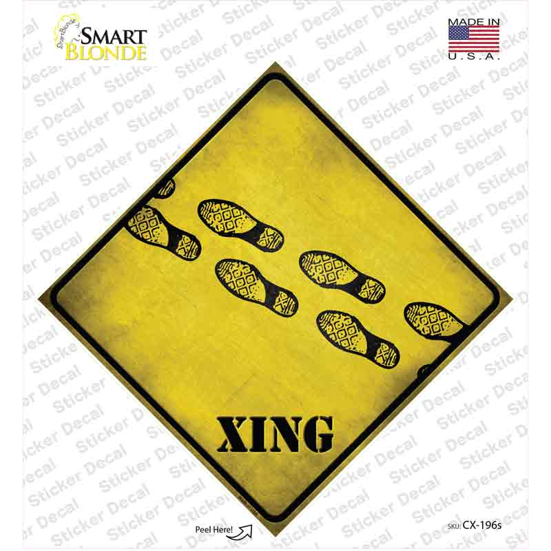 CX-196s-M Footprints Xing Novelty Diamond Sticker Decal - Medium