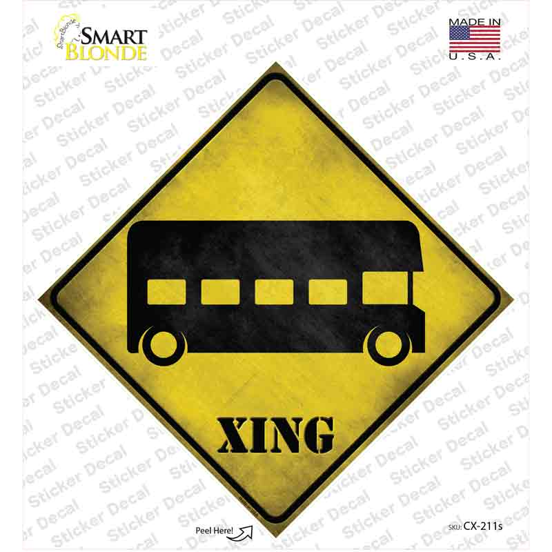CX-211s-M Double-Decker Bus Xing Novelty Diamond Sticker Decal - Medium