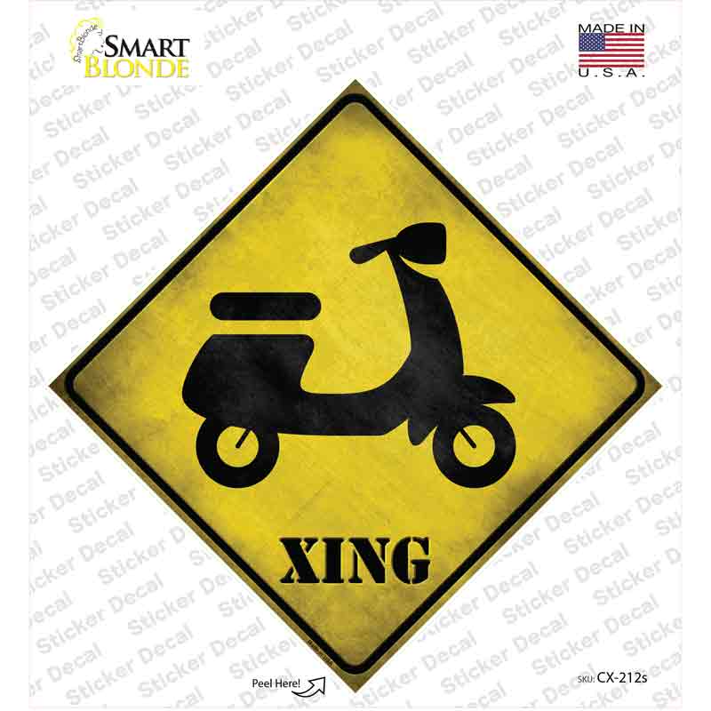 CX-212s-M Moped Xing Novelty Diamond Sticker Decal - Medium