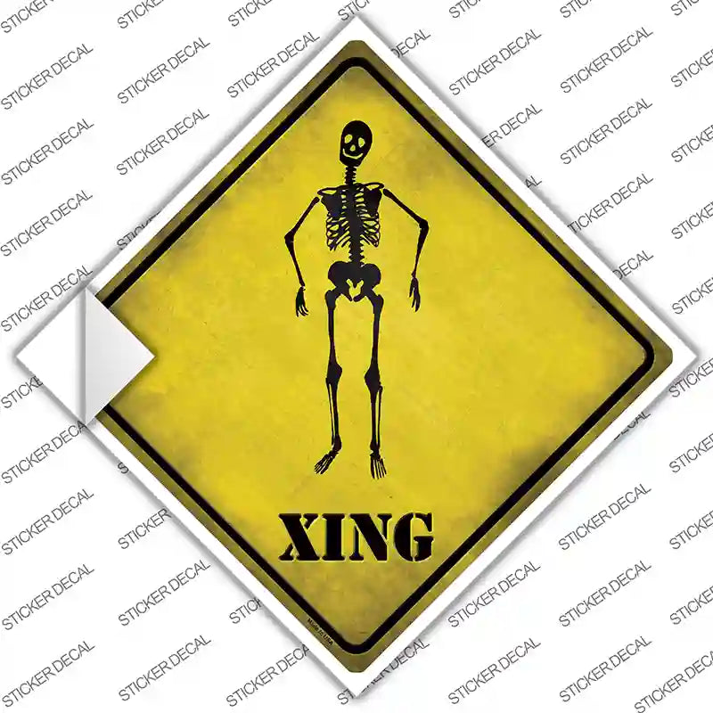 CX-222s-L Skeleton Xing Novelty Diamond Sticker Decal - Large