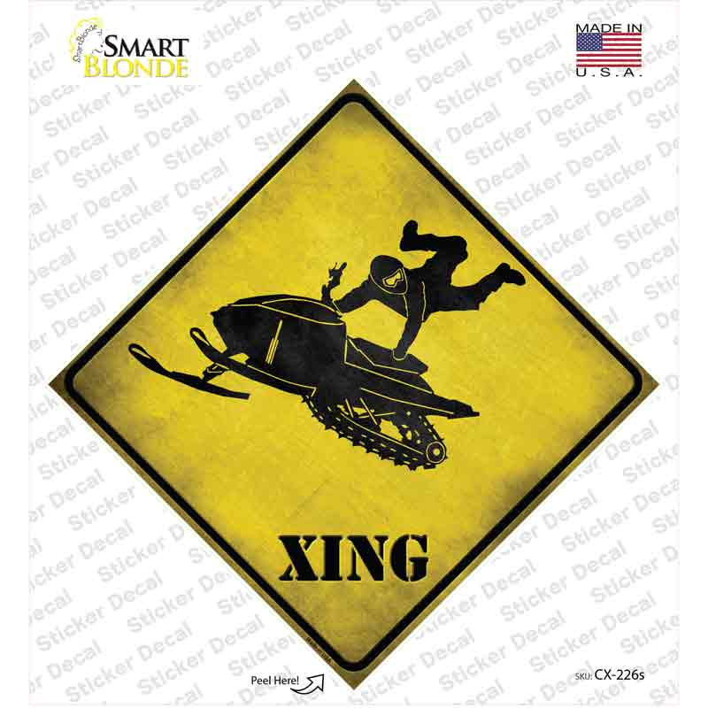 CX-226s-M Extreme Snow Mobile Riding Xing Novelty Diamond Sticker Decal - Medium
