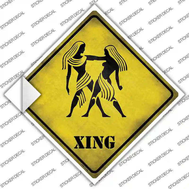 CX-237s-S Gemini Zodiac Animal Xing Novelty Diamond Sticker Decal - Small