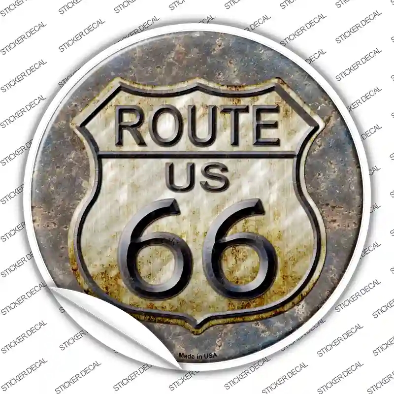 C-525s-XL Rusty Route 66 Novelty Circle Sticker Decal - Extra Large