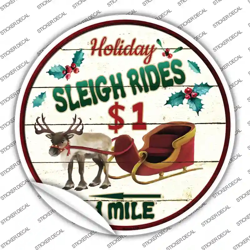 C-588s-XL Sleigh Rides Novelty Circle Sticker Decal - Extra Large
