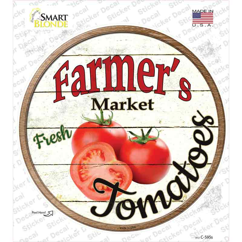C-595s-M Farmers Market Tomatoes Novelty Circle Sticker Decal - Medium