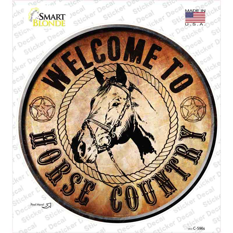 C-596s-M Horse Country Novelty Circle Sticker Decal - Medium