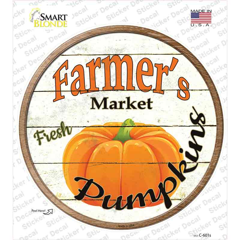 C-601s-M Farmers Market Pumpkins Novelty Circle Sticker Decal - Medium